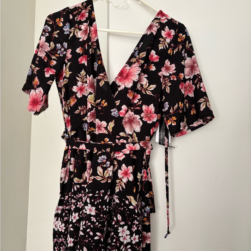 Floral Black Romper